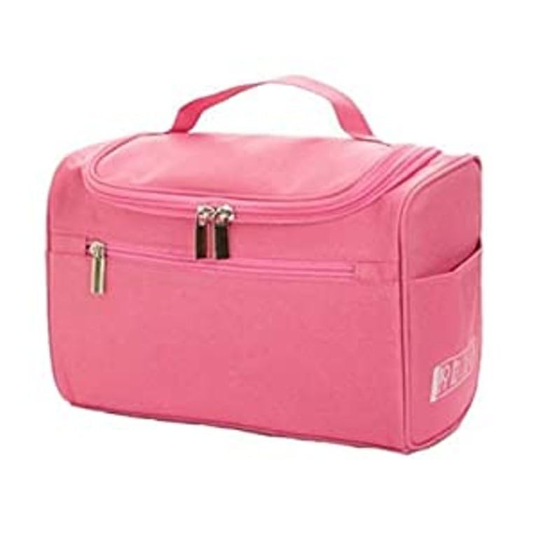Eopzo Large Cosmetic Bag With Hook For Travel, Makeup Organizer, Cosmetic Pouch, Household Grooming Kit, Makeup Bag For Women Travel Toiletry| Pink Colors, 13 Cm-image-9