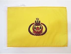 Royal Standard of Brunei Flag 18'' x 12'' cords - Bruneian Kingdom SMALL flags 30 x 45cm - Banner 18x12 in - AZ FLAG