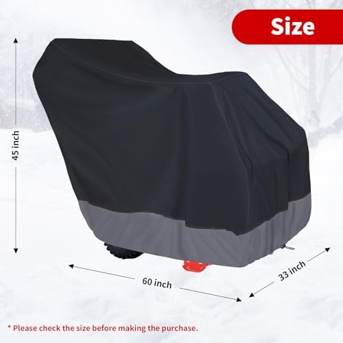 AUTOLION Snow Blower Cover, Heavy Duty 600D Oxford Fabric, Bottom Elastic Band Windproof Buckles Both Sides, Universal Snowblower All-Weather Outdoor Waterproof Snow Protection Cover (Black&Gray) - 4