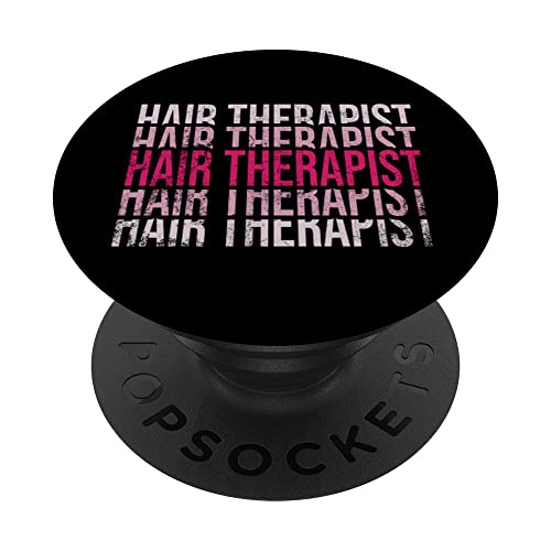 Vintage Hair Therapist Hair Cutter Hair Stylist Hairdresser PopSockets Swappable PopGrip, Black