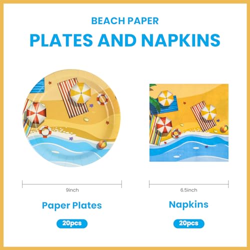 Xjoviative PARTY SUPPLIES Disposable Summer Party Plates And Napkins Tableware Set For Beach Pool Birthday Party Decorations Serves 20 Guests thumb #1