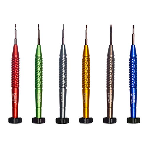 KER Mini Screwdriver Set, 6pcs Aluminum Alloy Magnetic Small Precision Screw Driver Tool Kit with bag, for Repair Eyeglass, Glasses, Sunglasses, Watches, Alarm Clocks, Mobile Phones