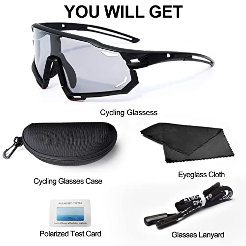 Photochromic Cycling Glasses,Men Women Sports Sunglasses,Suitable For Cycling,Driving,Baseball,Outdoor Activities(Discolor Grey) #TOP7