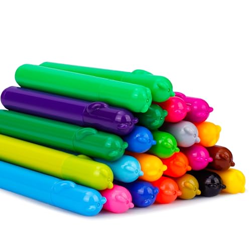 Amazon Basics Washable Markers for Kids, Round Tip Assorted Colors, Non-Toxic Drawing and Coloring School Supplies, Arts & Crafts, Pack of 24 view 3