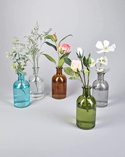 Serene Spaces Living Bud Vases, Apothecary Jars, Decorative Glass Bottles, Centerpiece for Wedding Reception, Mini Flower Vases, Small Medicine Bottles for Home Decor (Amber, Set of 24) - Thumbnail 7