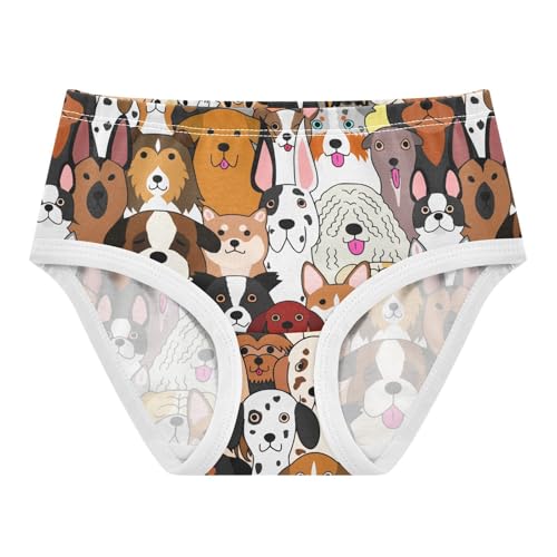 Little Girls' Soft Cotton Underwear Kids Breathable Comfort Cartoon Dogs Panties Briefs Toddler