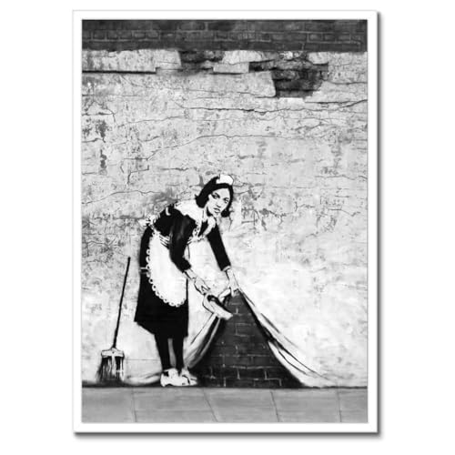 Banksy Maid Poster dans un cadre noir 50x70cm salon modern design