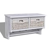 Farbe: Wei? Zora Walter Bathroom Wandregal Hangeregal Holzregal Regal 2 K?rben mit 4 Haken,Wei? Wall Mount Kleiderstander with Size:60 x 23,5 x 33 cm