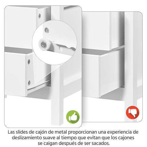 Miniatura 6 de Yaheetech Mesilla De Noche Con 2 Cajones Mesita De Noche De Moderno Mesa Auxiliar Lateral Para Sofá Dormitorio Blanco De Madera Mdf 40 30 60cm