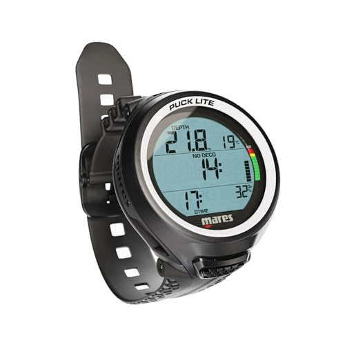 Mares Puck Lite   Ordenador de buceo, estilo reloj, control de un botón, subacuático, para buceo libre, color blanco