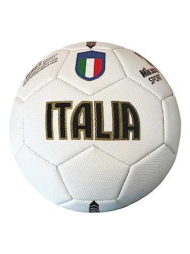 Balón de fútbol Modelo Italia Blanco Bola fabricada en PVC HF Adultos Niños y Niños (Talla 5 - Grande)