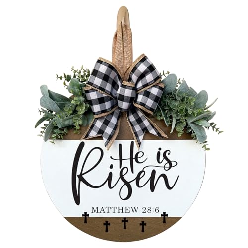 He Is Risen Welcome Sign for Front Door, Rustic...