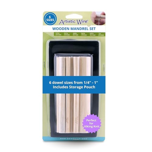 Artistic Wire Wooden Mandrel Set 6 Pieces 1/4 Inch to 1 Inch Jewelry Tools – Wire Wrapping Viking Knit Bracelet Jig Ring Making Kit with Storage Case