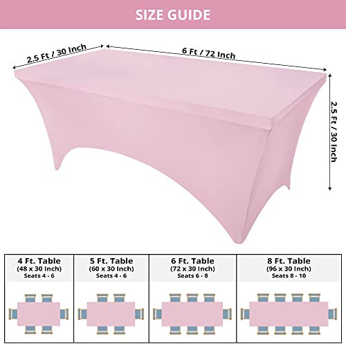 Utopia Kitchen Spandex Tablecloth 2 Pack [6Ft, Pink] Tight, Fitted, Washable And Wrinkle Resistant Stretch Rectangular Patio Table Cover For Event, Wedding, Banquet & Parties [72Lx30Wx30H Inch] #TOP2