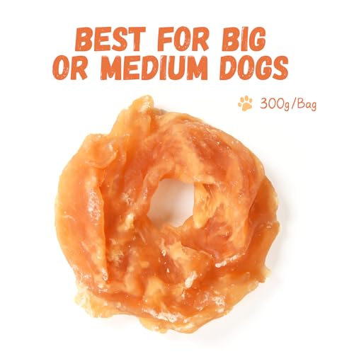Pawmate Dog Treats Chicken Jerky Rings, Rawhide-Free Grain-Free Real Dried Tenders Natural Chicken Breast Dog Chewy Training Snacks for Small Medium Large Dogs Large Pack, 10.6 oz - Thumbnail 5