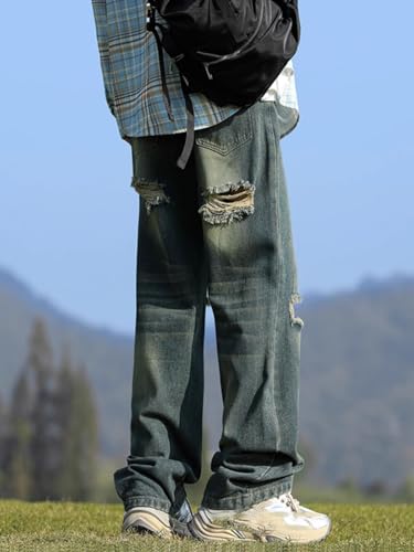 Men's Straight Loose Jeans Spring Autumn American Vintage Casual Long Pants2