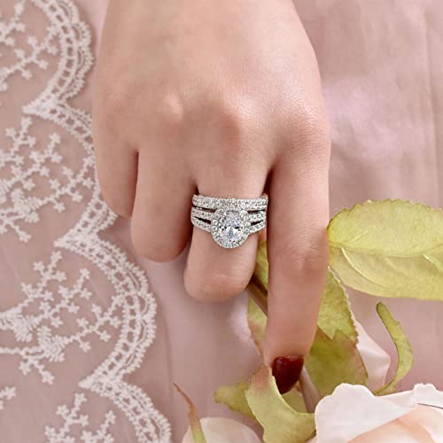 Wuziwen 4 Carats Wedding Engagement Band Rings For Women Sterling Silver Cubic Zirconia Size 7 #TOP1