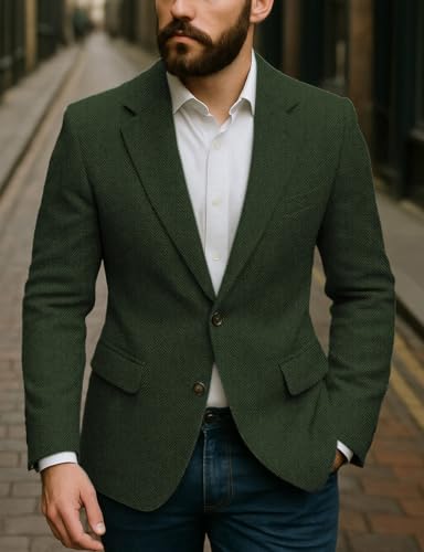 Men's Suit Jacket Classic Herringbone Tweed Blazer Regular Fit Two Buttons Business Coat2