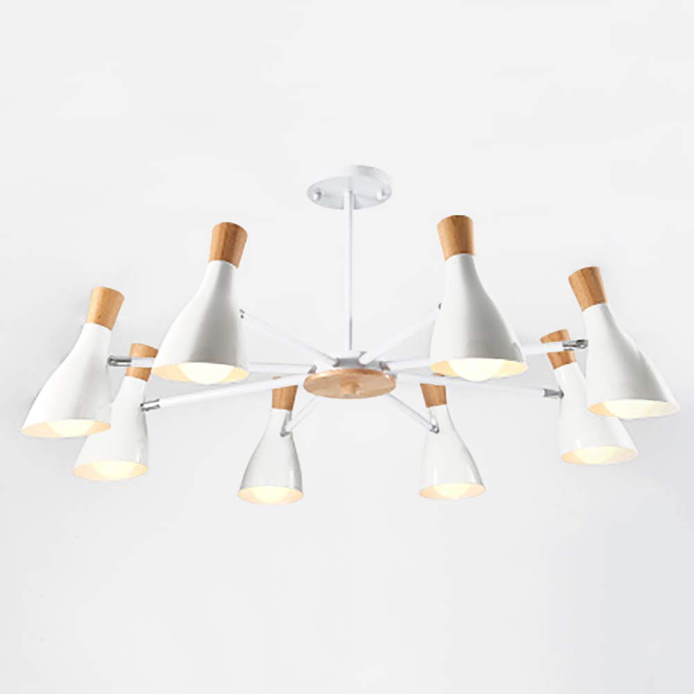 HYJAUSXB Living Room Study Bedroom Dining Room,Atmosphere Creative Wooden Decoration Chandelier,E27 Nordic Simple Log Buttons Chandelier-White. 8 Head