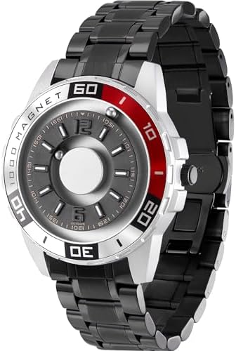 EUTOUR Orologio Uomo Magnetico A 2 Sfere Fluttuanti - Design Futuristico, Cassa 40mm, Movimento Quarzo, Cinturino Regolabile, Con Scatola Regalo - 4