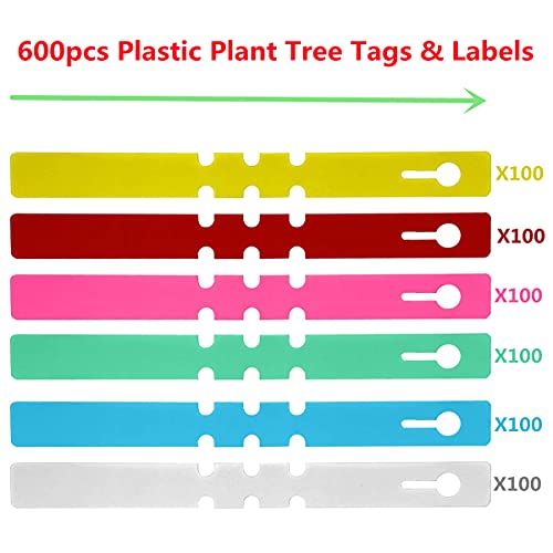Kecoya 600 Pcs Plastic Plant Tree Tags, 6 Color Plant Hanging Labels Outdoor Tags Wrap Around Plant Tree Markers, Hanging Adjustable Nursery Garden Labels And Waterproof Reusable Plant Tags Markers #TOP5