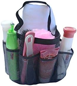 Shower Caddy 2 for 1 BUNDLE SET mesh shower caddy + luffa sponge quick dry hanging bath tote with 8 storage pockets perfect for gym, college dorm, camp, travel, school sport bag, tools, 9"x9"x9"