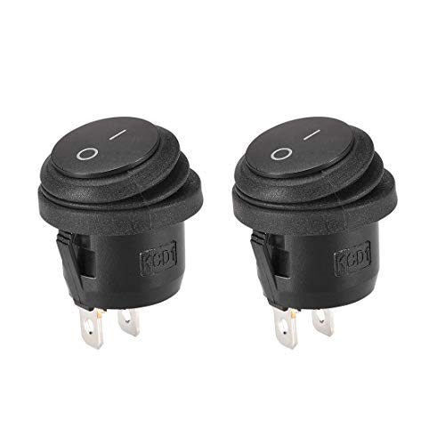 Uxcell Spst Boat Rocker Switch Black Round Waterproof Toggle Switches For Boat Marine On/Off Ac 250V/6A 125V/10A 2Pcs #TOP13