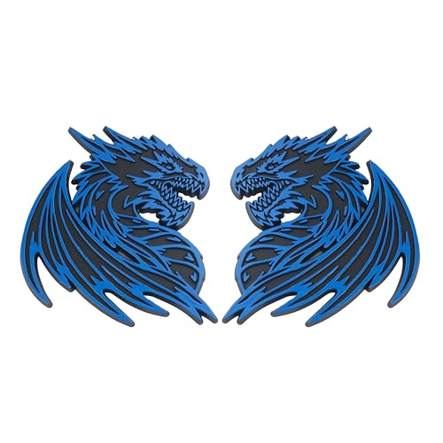 Red Star Pro Emblema de dragón, calcomanía 3D personalizada para coche, duradero, resistente a la intemperie, para defensa exterior del capó del maletero, coche, camión, SUV, juego de 2 (azul)