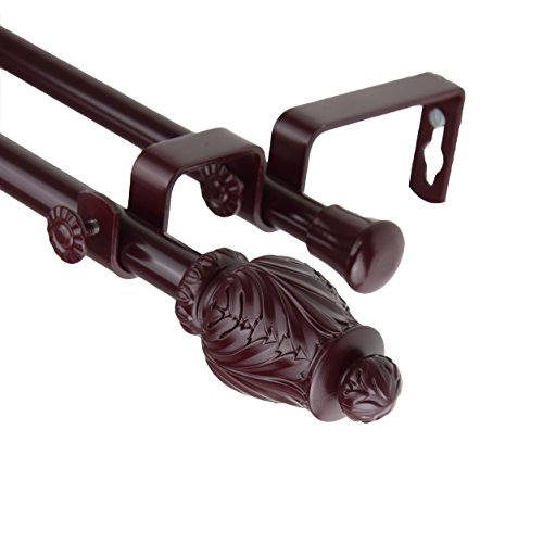 Rod Desyne Tulip Double Curtain Rod, 28"-48", Mahogany