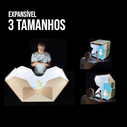 Mini Estúdio Fotográfico + Iluminação E Fundos Infinitos, Pop Up 60 Leds Ultra Potentes Portátil