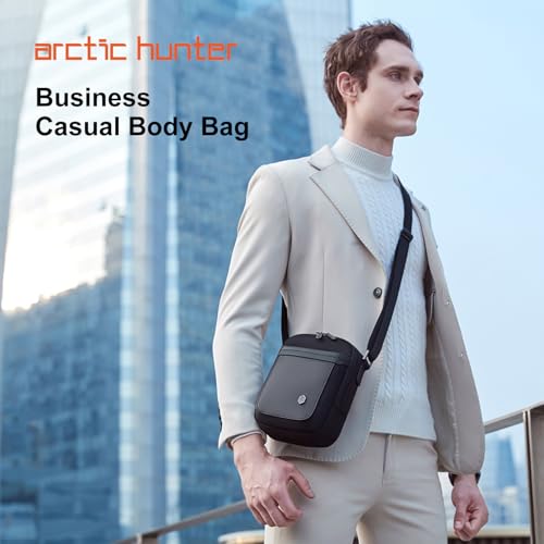 Image of Arctic Hunter Small Sling Bag for Men 2L Compact Side Bag for Mobile Lightweight Multi-pocket Passport Bag for Men Mini Cash Bag Padded Shoulder Bag for Casual Office Daily, Black