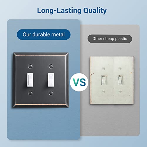 Dewenwils Aged Bronze Light Switch Covers, Double Toggle Outlet Wallplates,Solid Metal #TOP2
