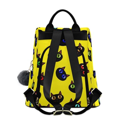 Sac à dos femme chat jaune de grande capacité et léger