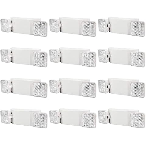 VTYXCTIGJ Commercial Emergency Light, UL Certified, White Emergency Light Fixture with 2 LED Square Heads Adjustable & Backup Batteries Exit Lighting (12 Pack) Cover