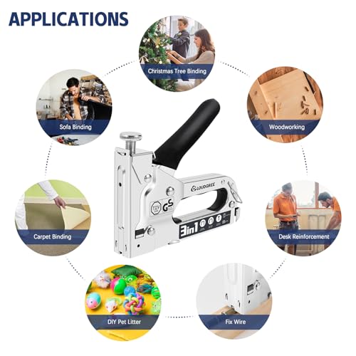 Cloudgree Staple Gun, 3 in 1 Heavy Duty Nail Steel Gun Kit with 1500 Staples, Upholstery Stapler Gun for Wood, Upholstery, Fencing, Furniture, Decoration 7 Cloudgree Staple Gun, 3 in 1 Heavy Duty Nail Steel Gun Kit with 1500 Staples, Upholstery Stapler Gun for Wood, Upholstery, Fencing, Furniture, Decoration - Image 7