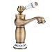 Produktbild G1/2" Antikes Messing Mischbatterie Wasserhahn Waschbecken Bad Armatur Bronze Heißes Kaltes Wasser Einhebelmischer Keramik Vintage Floral Wasserhahn für Waschtischarmatur Badezimmer Haus Dekoration