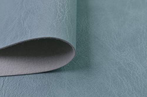 Image of Wento Thick 1 Yard Faux Leather Soft Skin Grain PU Fabric for Furniture Cover, Reupholster Sofa Chairs, Cushions, Vinyl Upholstery (1yard, Light Blue)