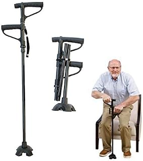 ZXY-NAN Old Man Armrest Crutches, Folding Double Handle Light Cane for Seniors Aluminum