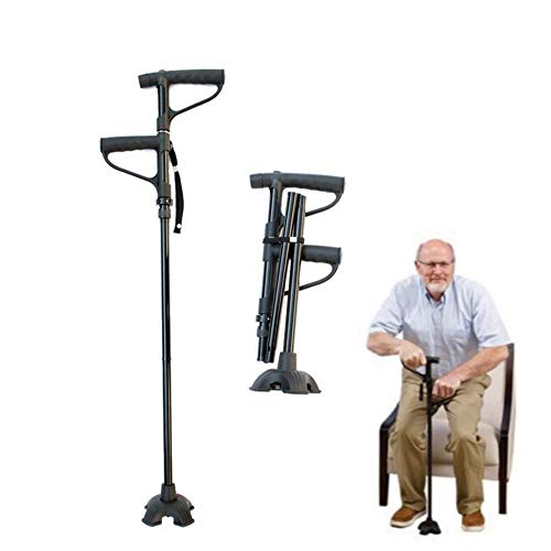 ZXY-NAN Old Man Armrest Crutches, Folding Double Handle Light Cane for Seniors Aluminum