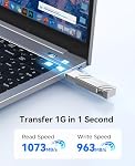 ORICO 512GB Externe SSD, 1050MB/s Drive externe haute vitesse pour l'État solide, 2-in-1 Double lecteur USB C + USB A Stockage pour iPad portable iPhone 17, 16 Series, Smartphone, Mac, Audio, Véhicule - G201