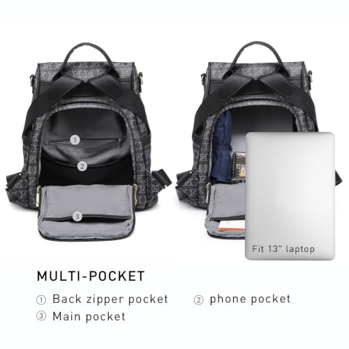 Image of MKP Women Fashion Backpack Purse Multi Pockets Signature Anti-Theft Rucksack Travel Ladies Shoulder Bag Handbag 2Pcs