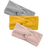 AKOOSY クロス編み 保温性に良い女性用暖かいイヤーウォーマー 冬季アクセサリー装飾用 レディース向け寒さ対策 3個セット幅広ヘッドバン