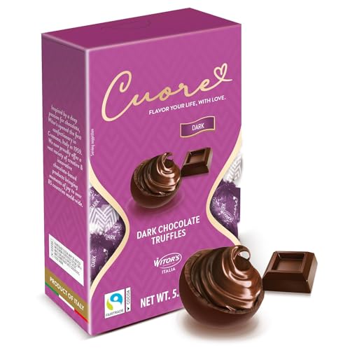 Witor's Chocolates, Cuore Chocolate Truffles with Creamy Filling, Italian Truffles, Made in Italy, Perfect for Gifting (5.11 Ounce, Dark Chocolate)