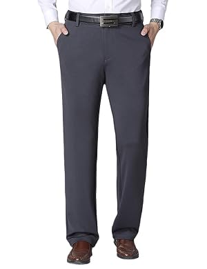 IDEALSANXUN Fleece Lined Pants for Mens Straight Leg Casual Stretch Dress Pants