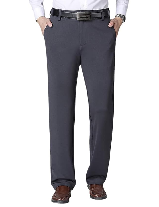 IDEALSANXUN Fleece Lined Pants for Mens Straight Leg Casual Stretch Dress Pants