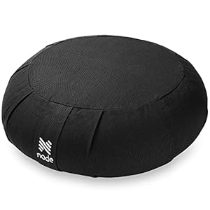 Zafu Meditation Cushion, 15″ Round Buckwheat Yoga Pillow with Organic Cotton Cover