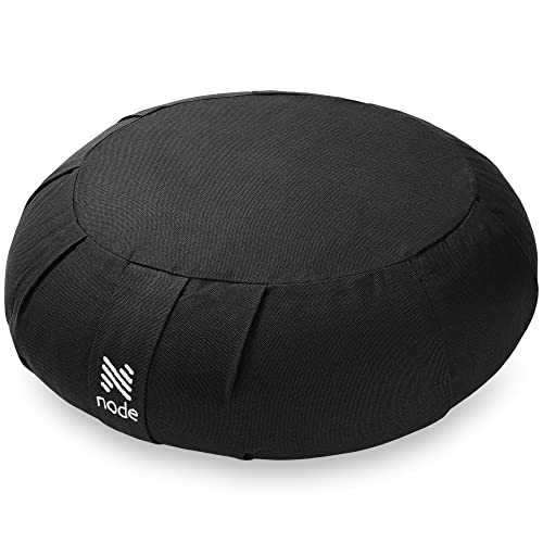 Zafu Meditation Cushion, 15" Round Buckwheat Yoga Pillow with Organic Cotton Cover