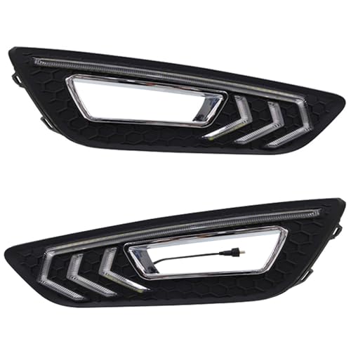 2 pçs LED luz de corrida diurna cobertura de luz de neblina DRL amarelo luz de seta para Ford Focus