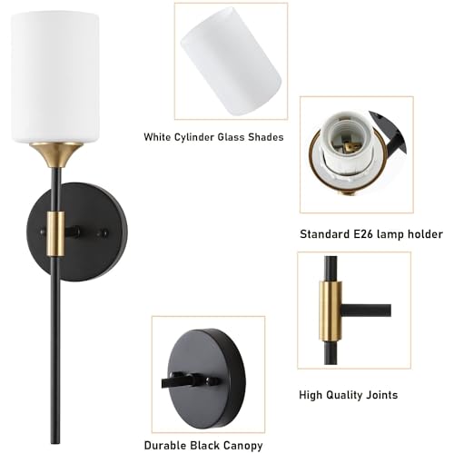 Image of SINOMAN Wall Light for Living Room Modern /Wall Lamps for Bedroom /for Living Room /Wall Lights for Home Decoration /Bedside Wall lamp (Black Gold, Without Bulb)