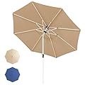YITAHOME 10FT Patio Umbrella Push Button Tilt and Crank Adjustment Market Table Umbrella 8 Sturdy Ribs Aluminum Outdoor Umbrella UV Resistant for Garden, Deck, Beach, Khaki (Not Base Included)